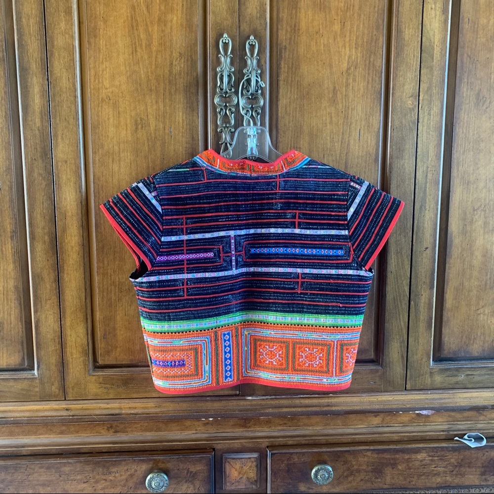 Patchwork Open Front Cropped Top Small - Picture 6 of 11